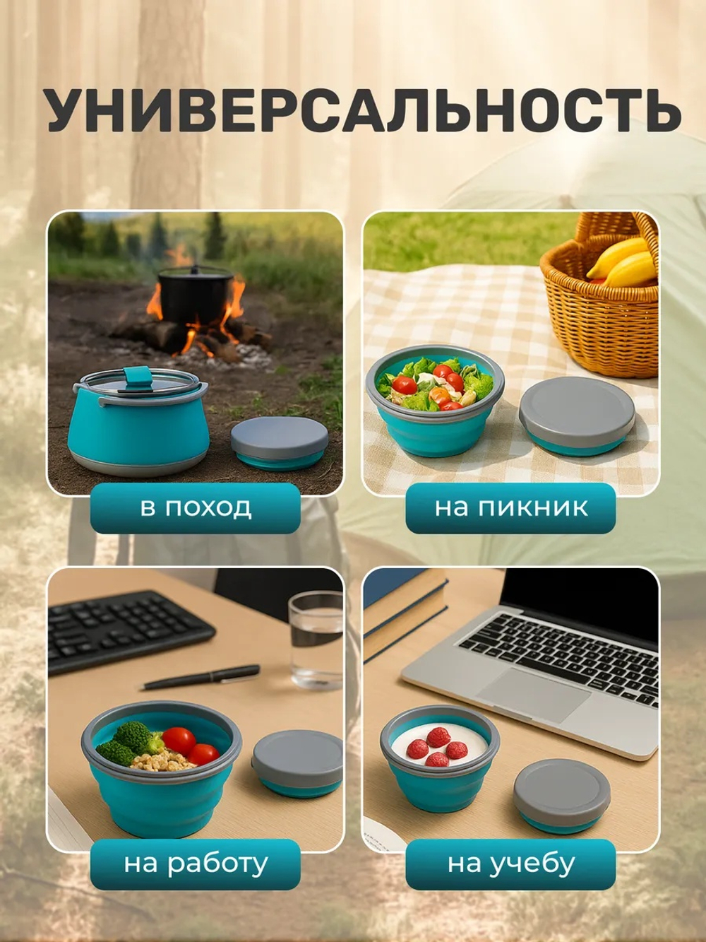 Набор силиконовой посуды складной