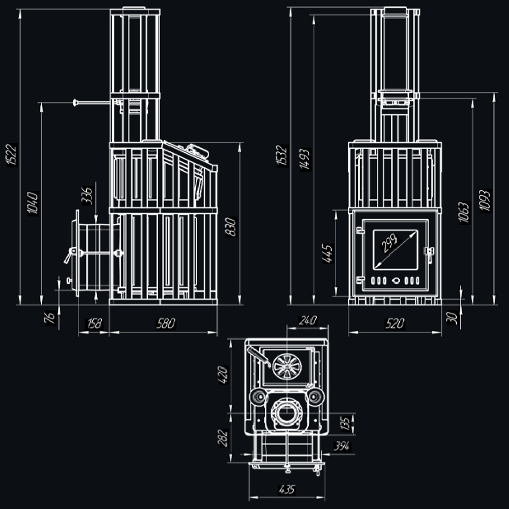 Чугунная печь для бани Гроза 18 (М) Ураган