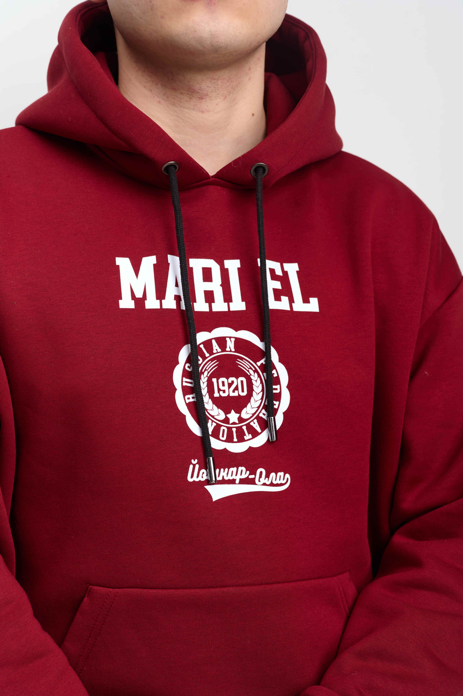 Худи мужское  с капюшоном "MARI EL" бордо
