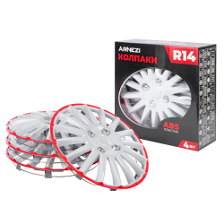Колпаки R14 Orion 4шт (бело-красные) ABS-пластик ARNEZI A0702078