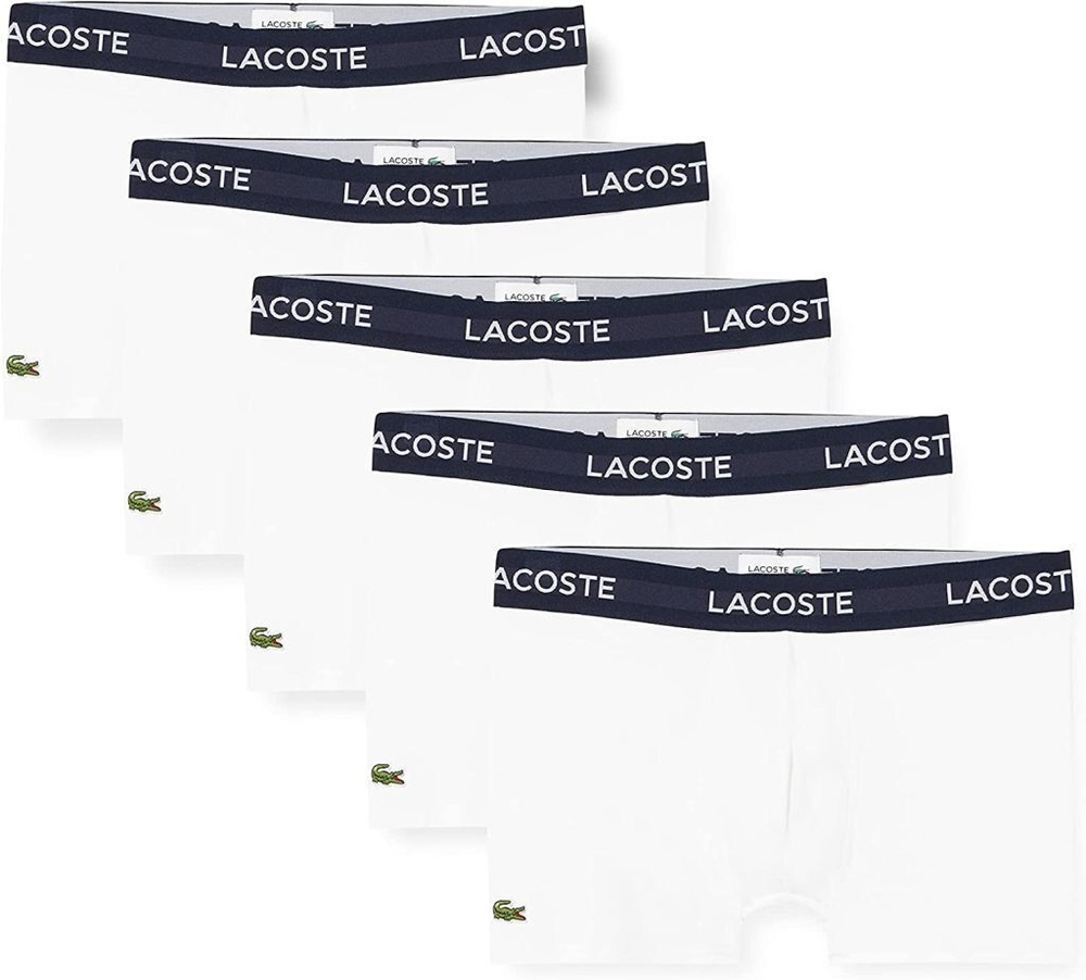 Мужские спортивные боксеры Lacoste Casual Cotton Stretch Boxer 5P - белый