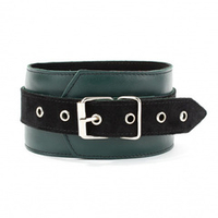 Изумрудный кожаный ошейник БДСМ Арсенал Lady's Arsenal Emerald Collar On The Strap 67029