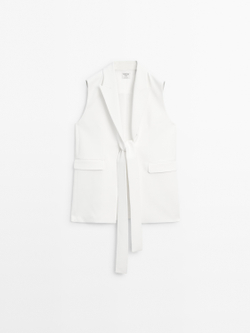 Massimo Dutti Элегантный жилет с бантом - STUDIO, кремовый