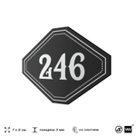 Номерок на дверь квартиры 246, для кабинета, офиса, шильдик 9 х 7 см, черный, Айдентика Технолоджи
