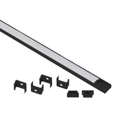 Комплект с накладным анодированным профилем ЭРА 1506B 15х6мм, 2м, черный САВ262 | Профили для светодиодных лент