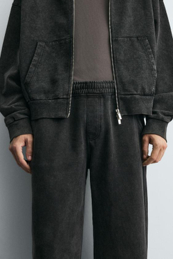 ZARA ДЖОГГЕРЫ WIDE-LEG С ЭФФЕКТОМ ПОТЕРТОСТИ, ТЕМНО-СЕРЫЙ