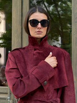 Тренч замшевый Бордовый