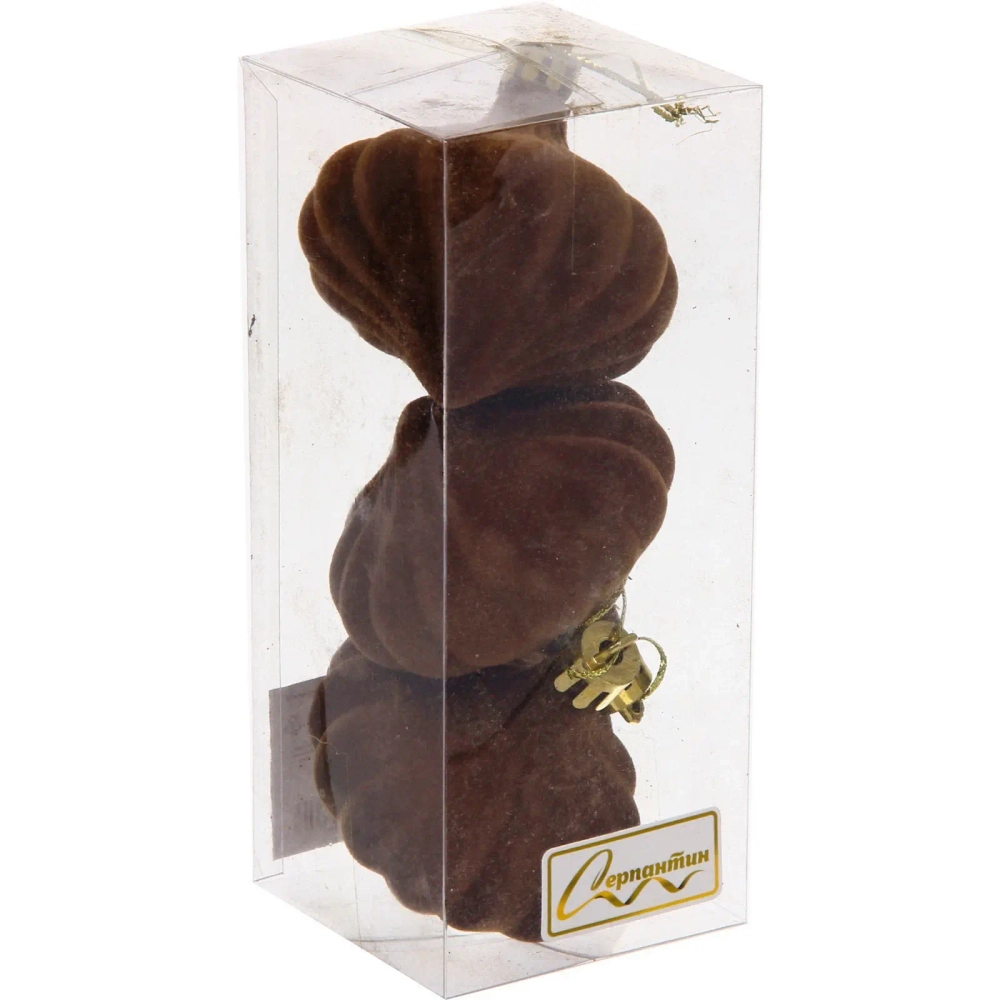 Набор ёлочных украшений VELOUR «Волшебная юла» 6 см (набор 3 шт), Шоколад