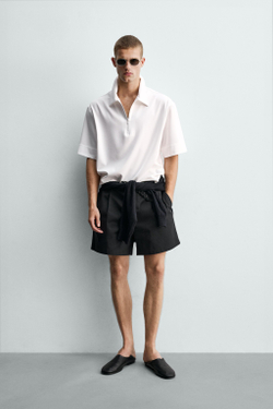 ZARA ПОЛО С МОЛНИЕЙ, БЕЛЫЙ