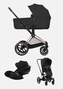 Cybex Priam 5 Style, в цвете Sepia Black (шасси Rose Gold) + автокресло Cybex Cloud G3