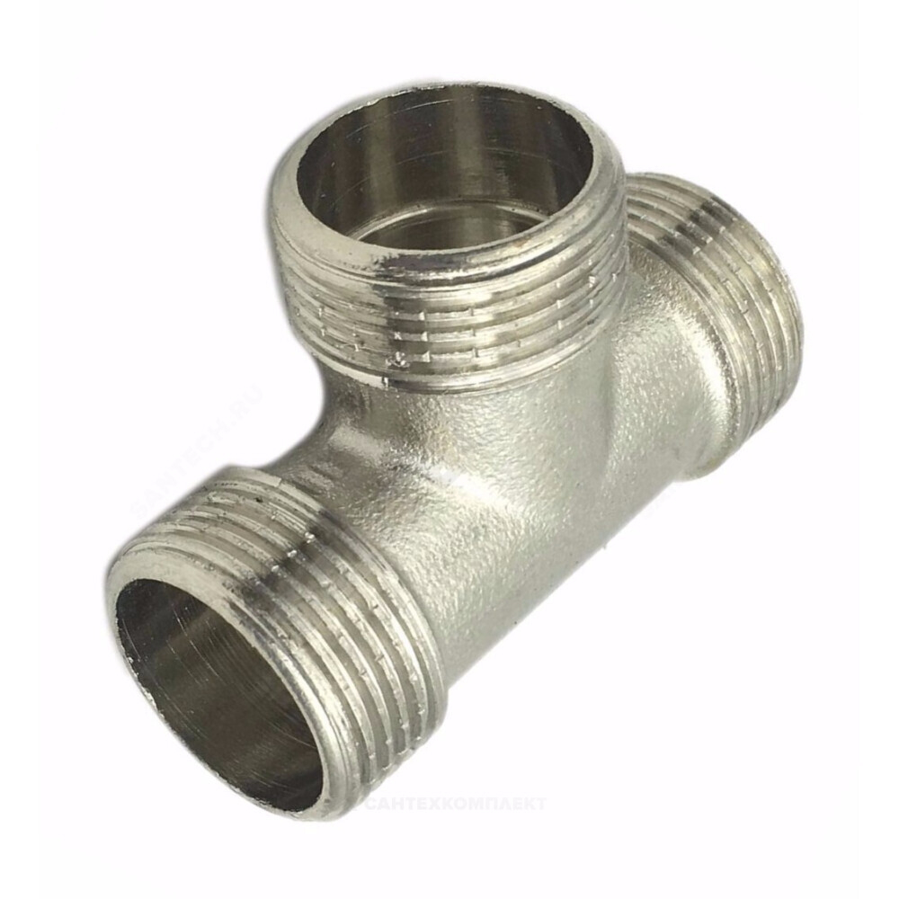 Тройник латунь никель Ду 15 (1/2") НР/НР/НР SantechSystems .