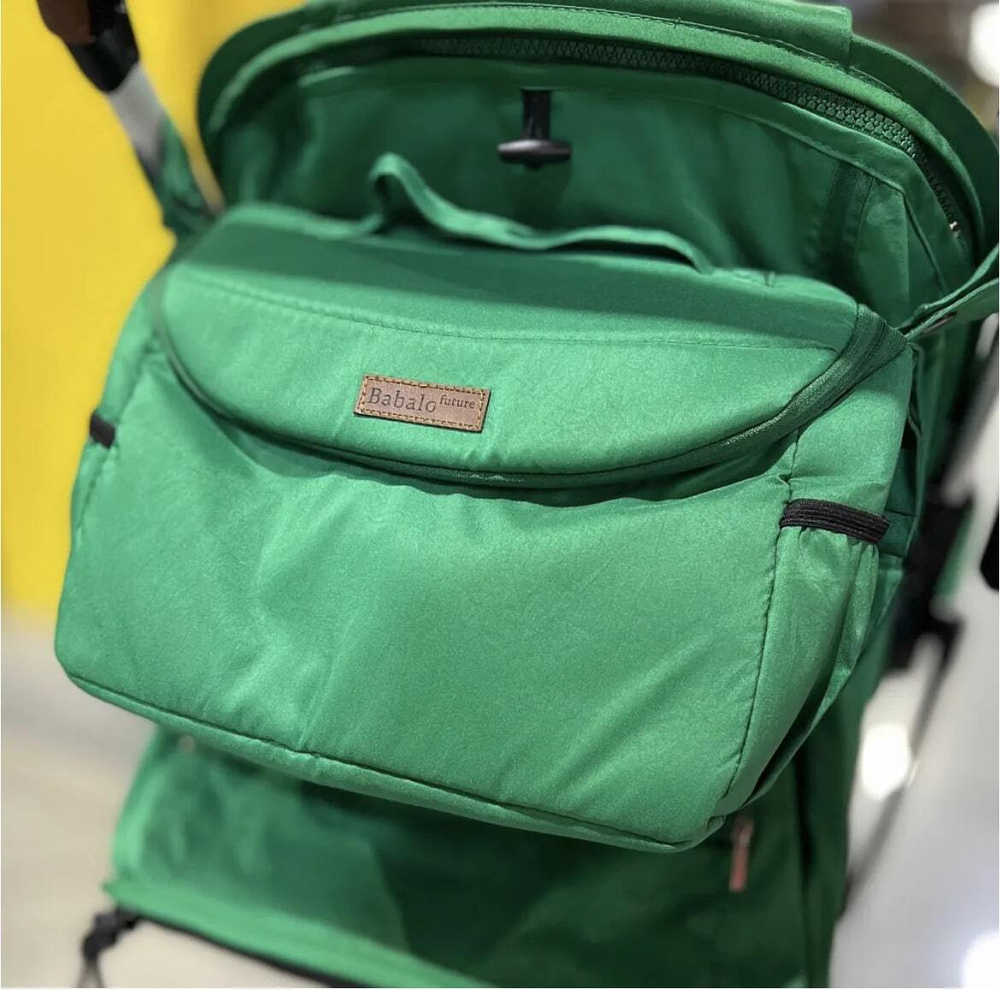 Коляска прогулочная Babalo 2022 Зелёный текстиль на белой раме с сумкой