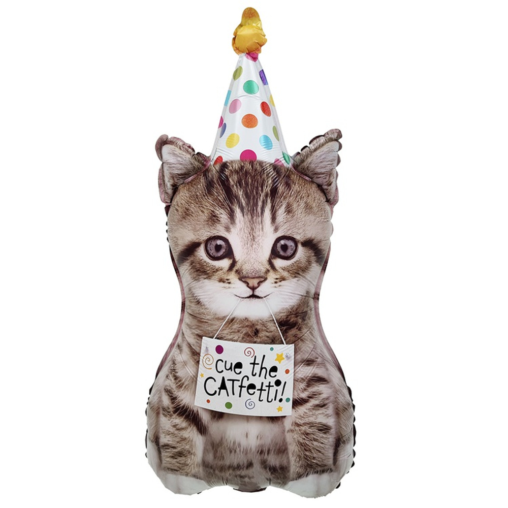 Шар Фольгированный Котенок в колпаке (Серый)