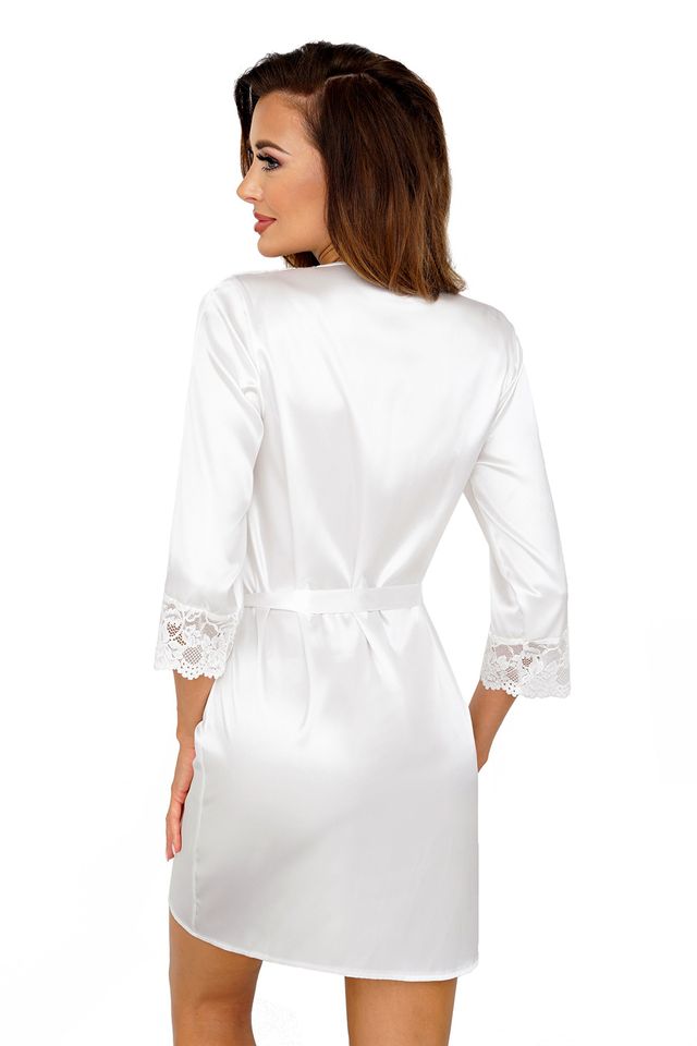 Короткий атласный халатик цвета экрю Colette