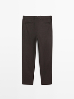 Massimo Dutti Брюки из шерстяной смеси Total Look, коричневый