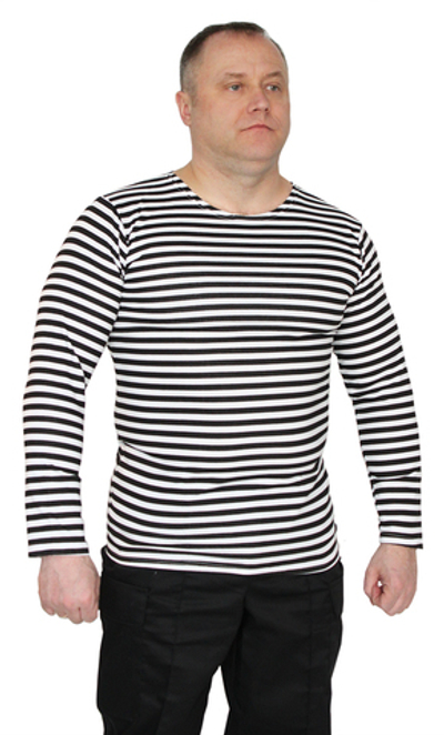 Тельняшка 2-х нитка черная полоса с начесом