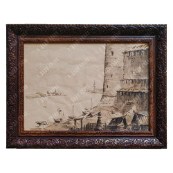 Бернштейн Э. Б. Вид на Москву-реку в XVII в. Смешанная техника. 1940-е гг.