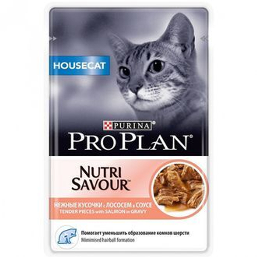 Purina Pro Plan Housecat Кусочки в соусе для домашних кошек с лососем, 85 г