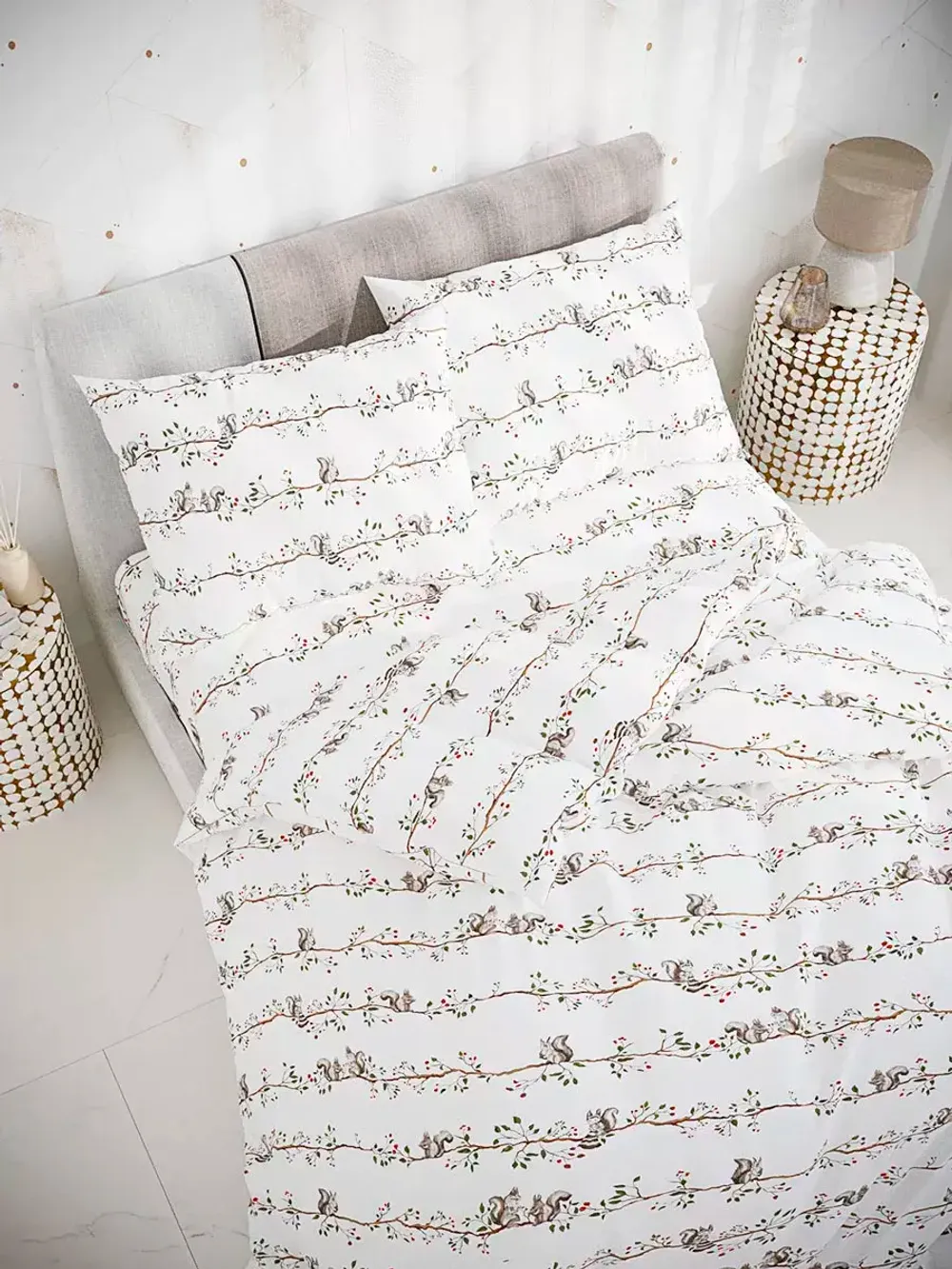 Наволочка комплект 2шт перкаль Сказка "Белки" 70x70 см на молнии