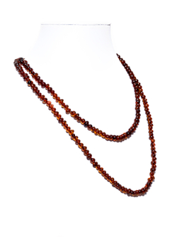 Длинные бусы из янтаря натуральные женские, длина 100 см.