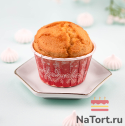 Формы бумажные с ламинацией «Маффин» 50х40 мм (Красные со снежинками) 100 шт