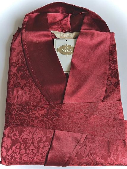 Женский  шелковый халат 15055 бордо NUSA Турция