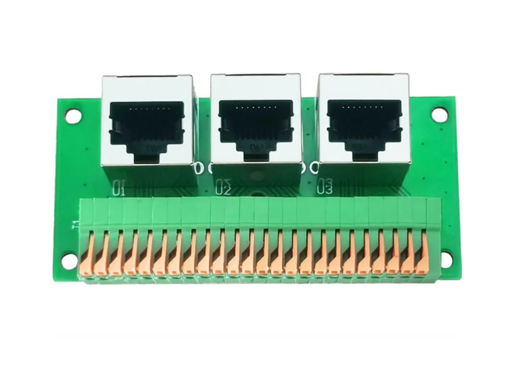 Плата коммутации RJ45 (гнездо), без пайки, 8-контактный пружинный терминал