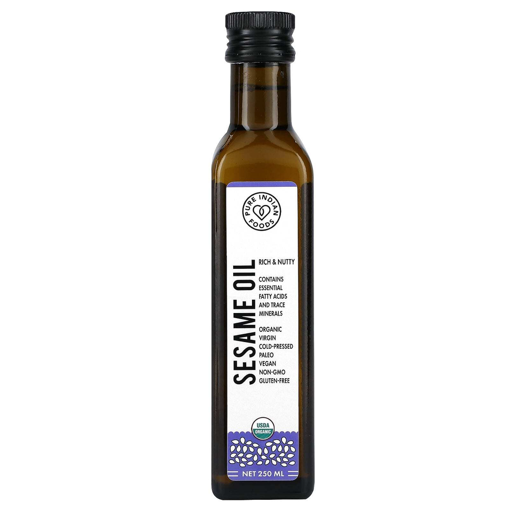 Pure Indian Foods, Органическое кунжутное масло холодного отжима, 250 мл
