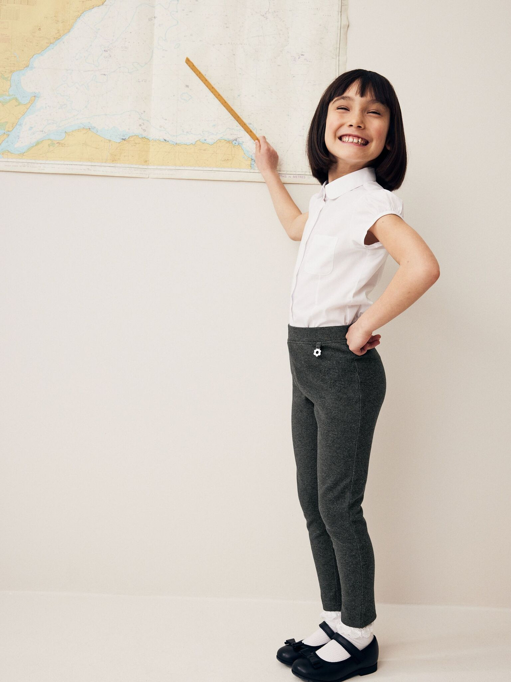 Брюки школьные без застежки для девочки Next Q90-023, Серый