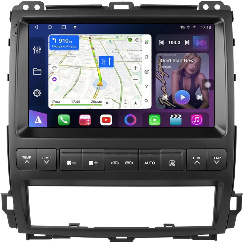 Магнитола для Lexus GX470 J120, Toyota Land Cruiser Prado 120 (климат на ШГУ, рамка тип 1) - FarCar BM9-2K-8001HF1 монитор 9.5" 2K QLED на Android 14, TS10, 4+32Гб, CarPlay, 4G SIM-слот