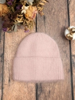 шапка вязаная бини ангора теплая демисезонная с отворотом