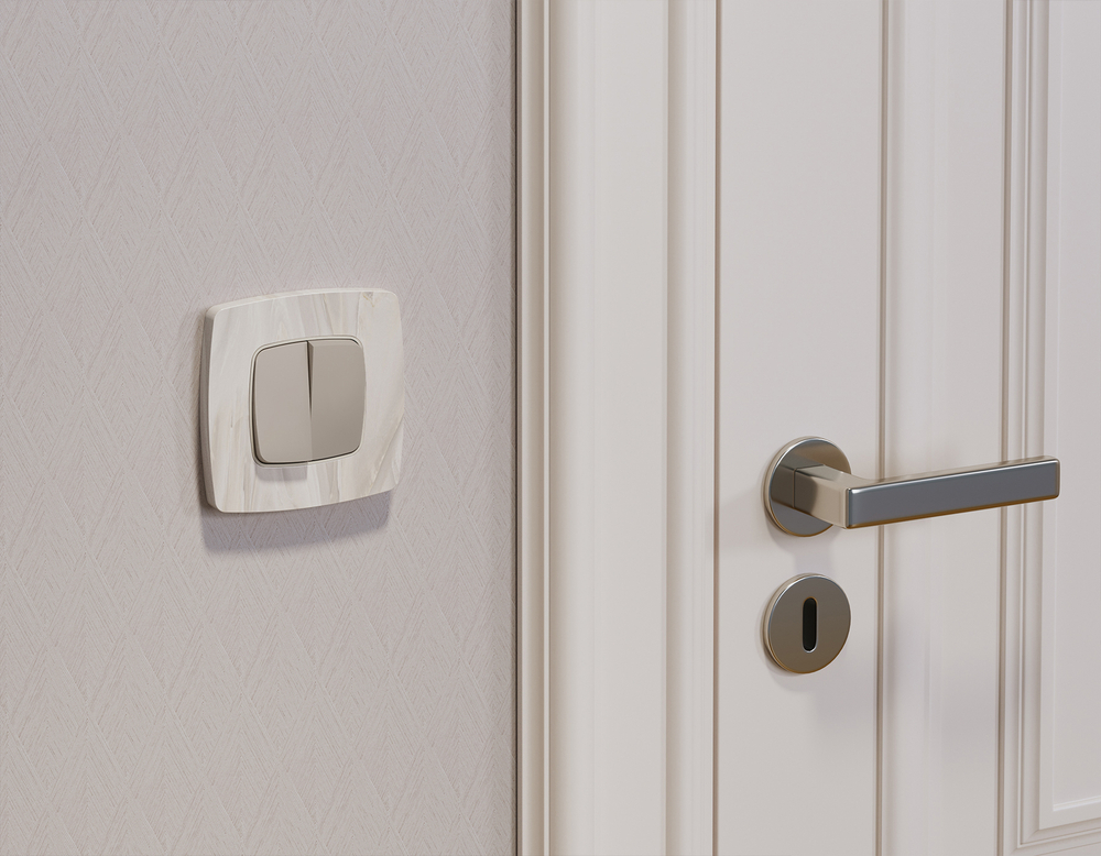 MO363030 Комплект механизма 2-клавишного перекрестного выключателя 10A-250V OMEGA Серо-бежевый матовый QUANT (OP3630, VM125)