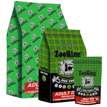 ZooRing Adult Dog "ТЕЛЯТИНА И РИС" с хондрозащитными агентами 20 кг