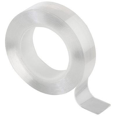 Скотч 2-х сторонний многоразовый прозрачный, 3м ширина 1см