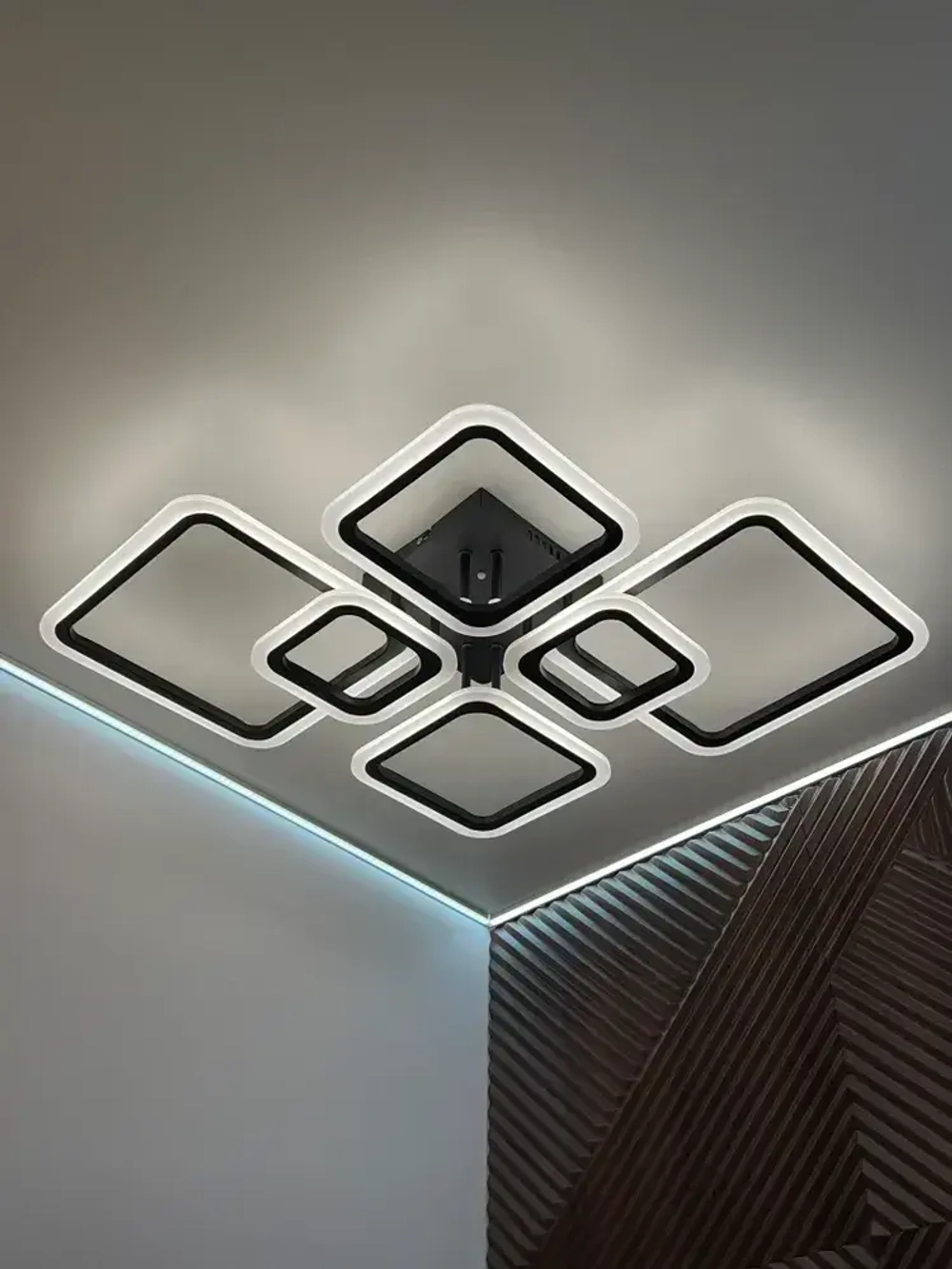 Люстра потолочная светодиодная с пультом, светильник, черная