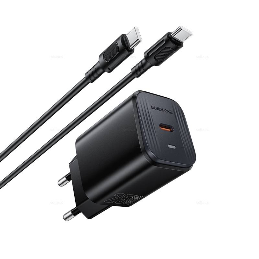 Borofone BAS84A Star single port PD25W зарядное устройство набор (Type-C на Type-C) (black)