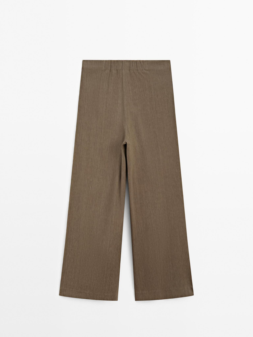 Massimo Dutti Брюки прямого кроя из смесового льна с защипами, хаки