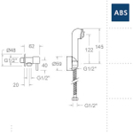 Гигиенический душ с угловым краном и ABS лейкой без рычага WC 114902