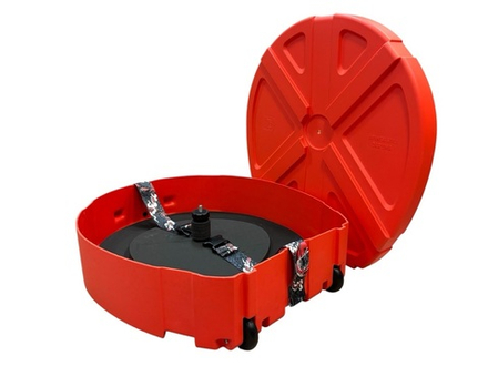 Кейс кофр КРАСНЫЙ для барабанных тарелок до 22" на колесах и с выдвижной ручкой DGCASE DARUMA 22-01А Внутр. размеры 595*595*130мм