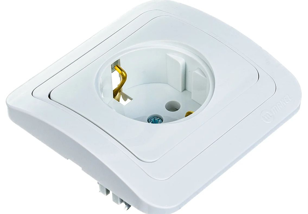 Розетка с заземлением белая Makel Mimoza 12028