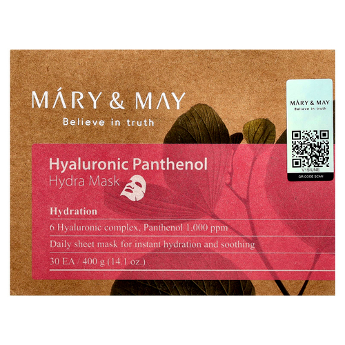 Mary & May, Гиалуроновый пантенол, маска для красоты Hydra, 30 шт., 400 г (14,1 унции)