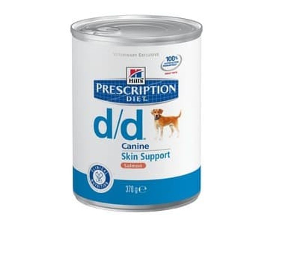 *Hill's PD d/d Food Sensitivities 370г диет. корм для собак с лососем при пищев. аллергии (Уценка)