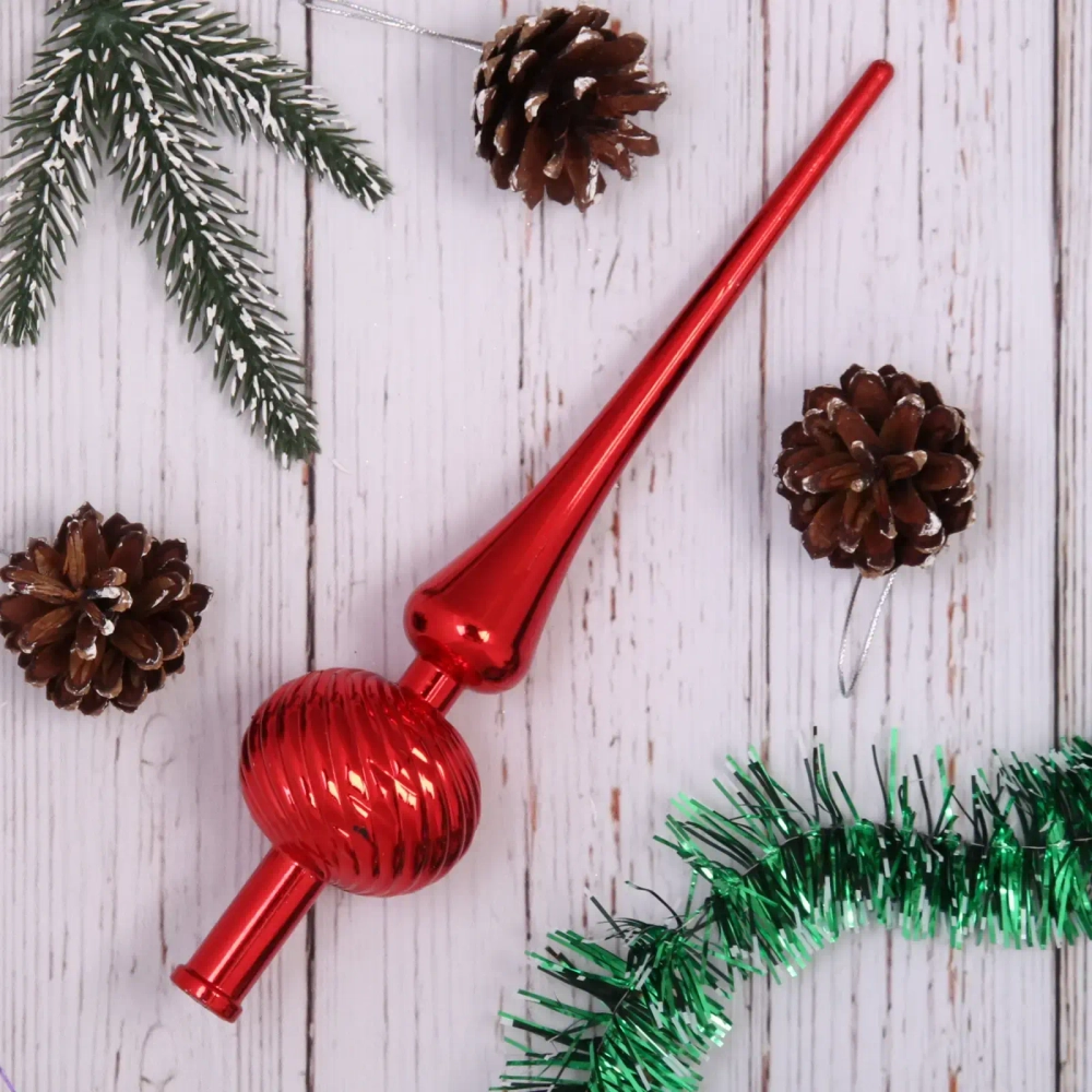 Верхушка на ёлку 28 см «Волна», Красный