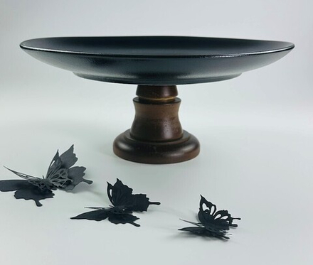 Lenardi 235-051 Тортовница 27см на ножке BLACKWOOD в под.уп.(х6)Фарфор