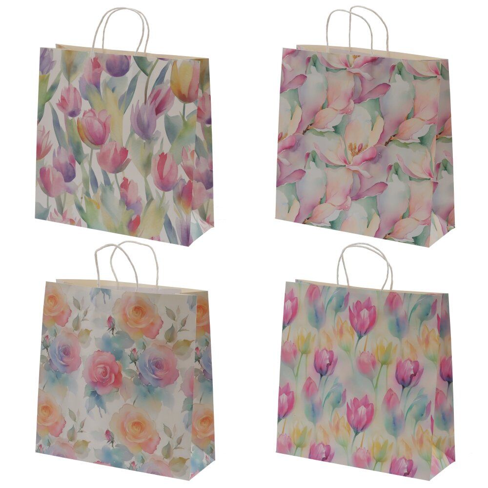 GAEM Пакет подарочный L (бумага 210г/м2, блок 12шт), L34 W12 H34 см, 4в.