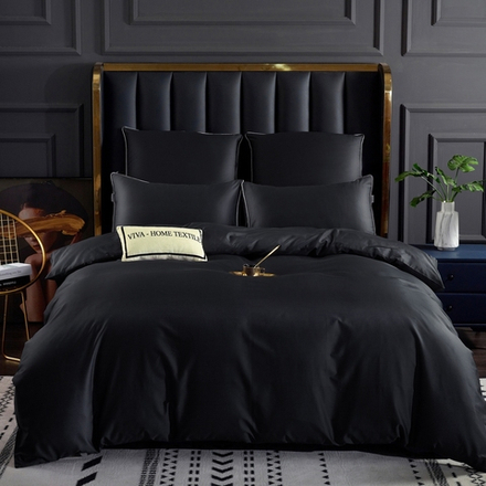 Комплект постельного белья на резинке Однотонный Сатин Премиум «Темный индиго»