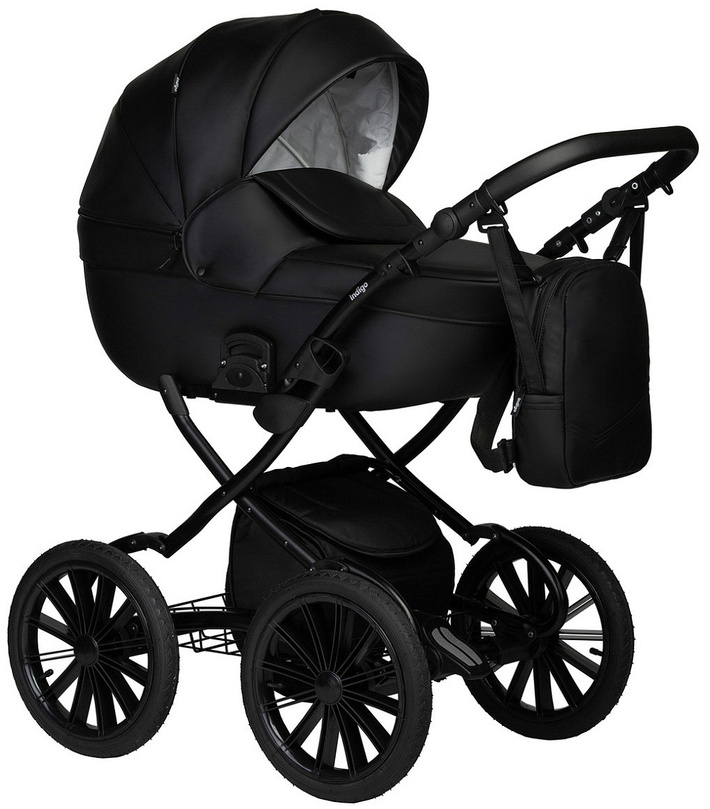 Детская коляска Indigo Mio Eco Plus 14 3 в 1 с автокреслом Avionaut Cosmo Black 01 черная кожа