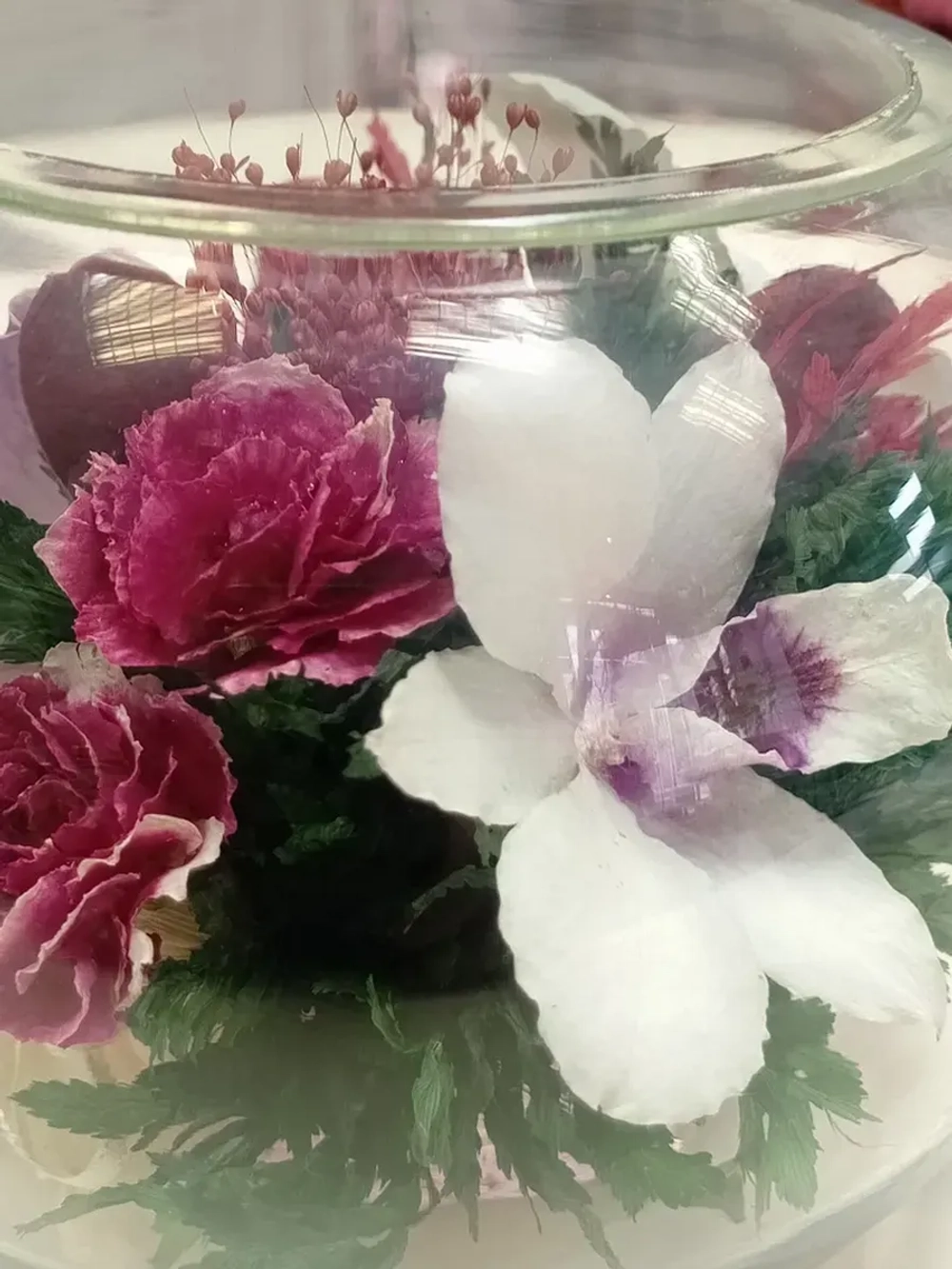 натуральные цветы в стекле, вакуум