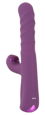 Фиолетовый вибратор-кролик с функцией постукивания и фрикциями 3 Function Rabbit Vibrator - 23,7 см. (Цвет: фиолетовый)