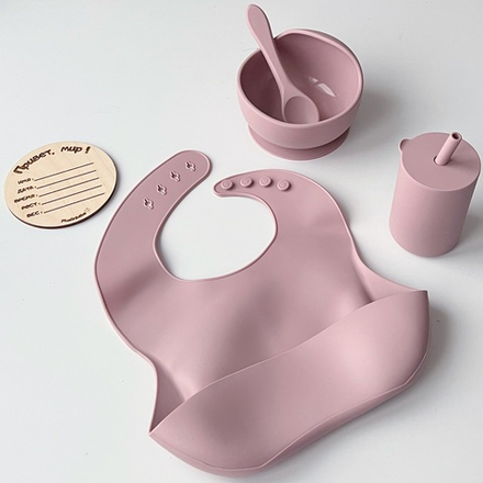 Набор силиконовой посуды «Дымчатый розовый»